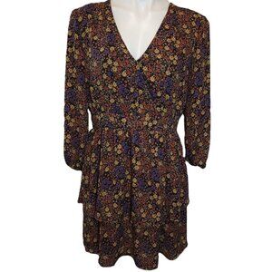 ❤️ 4/$20 Mimi Chica dress Women's large Flowers Ruffles  balloon sleeves V-neck